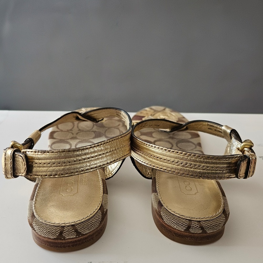 Coach Metallic Gold Sandals • Women’s 7.5 • Classic Logo "C" • Summer Chic - Picture 4 of 9